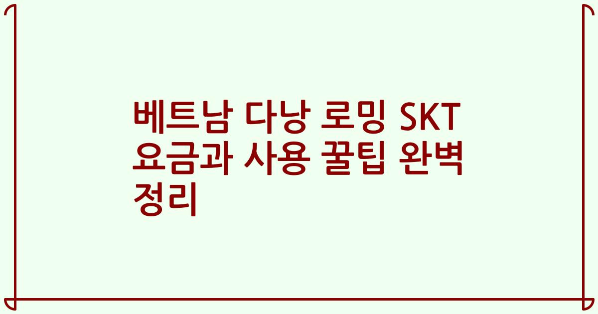 베트남 다낭 로밍 SKT 요금과 사용 꿀팁 완벽 정리