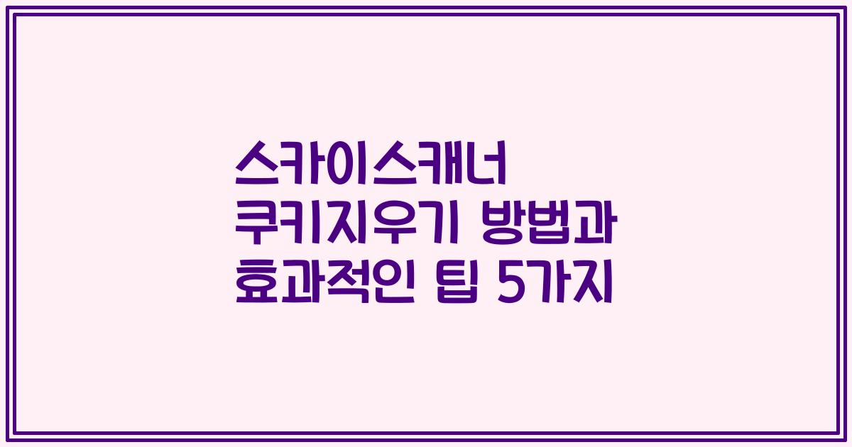 스카이스캐너 쿠키지우기 방법과 효과적인 팁 5가지