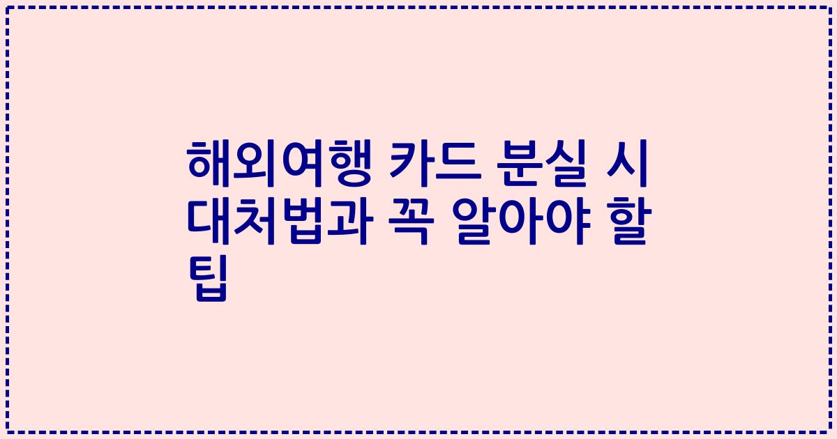 해외여행 카드 분실 시 대처법과 꼭 알아야 할 팁