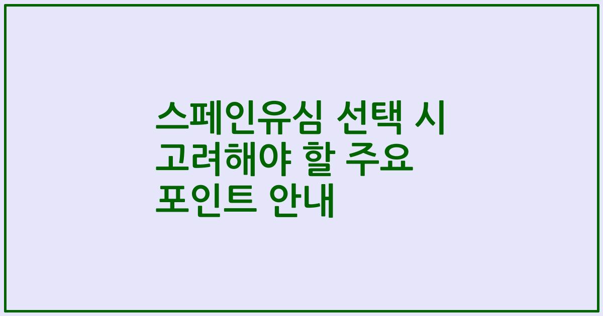 스페인유심 선택 시 고려해야 할 주요 포인트 안내